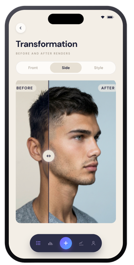 Transformation — before/after slider mid-drag